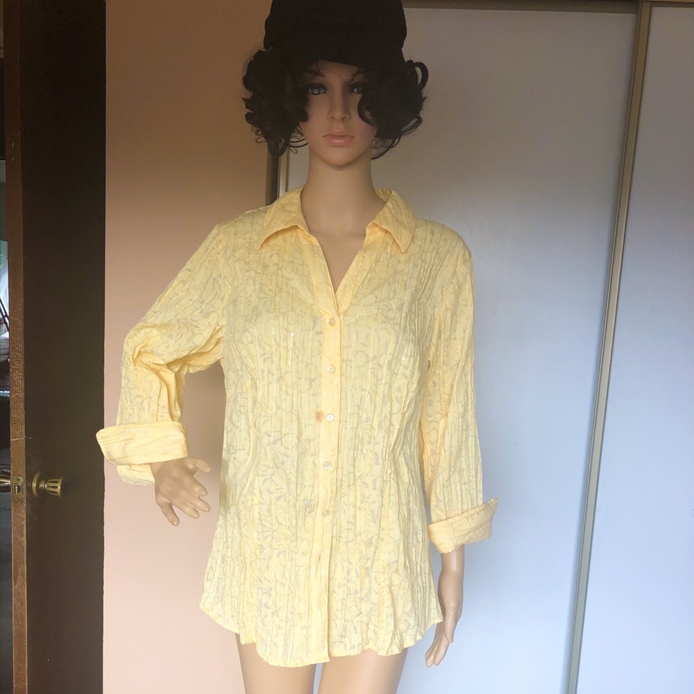 Yellow sequins blouse. Size 16w